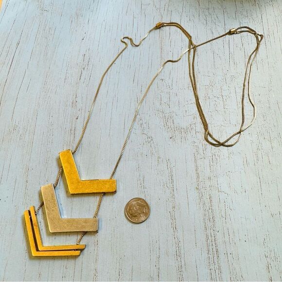 Gold Silver Chevron Double Slide Adjustable Necklace - Picture 1 of 3